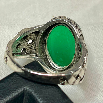 100% Natural Green Aqeeq Stone Ring