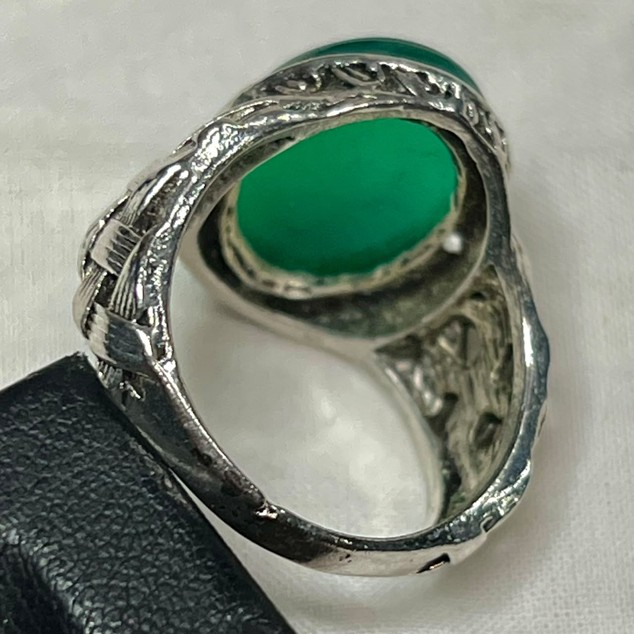 100% Natural Green Aqeeq Stone Ring